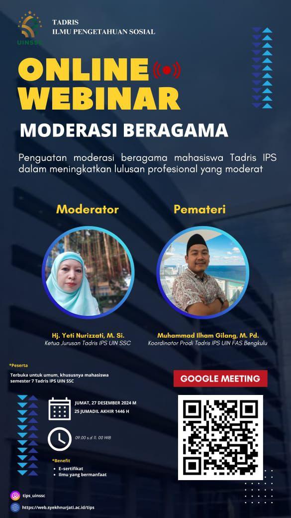 Koordinator Prodi IPS UINFAS Bengkulu menjadi narasumber webinar moderasi beragama UIN Siber Syekh Nurjati Cirebon